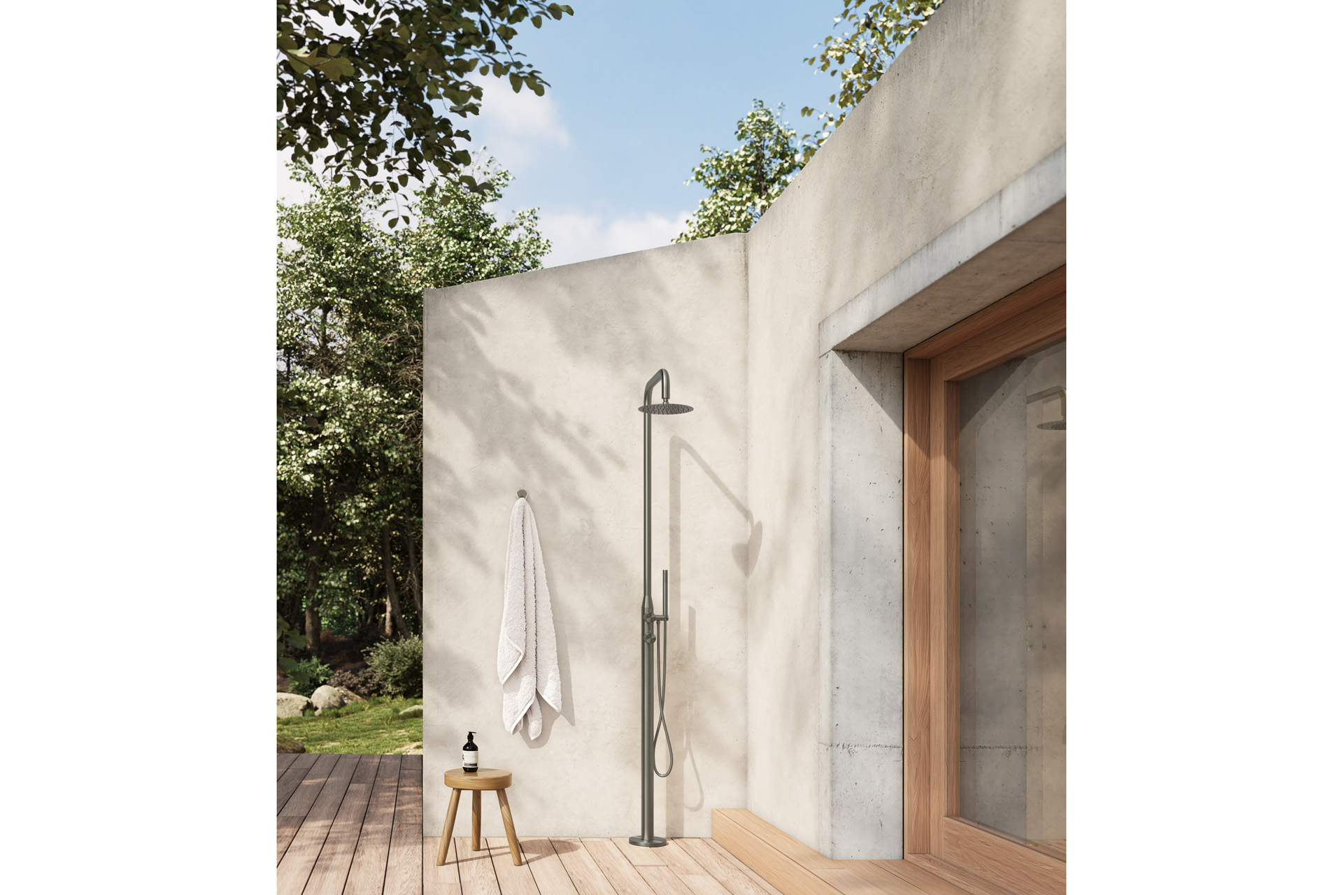 An outdoor shower nook