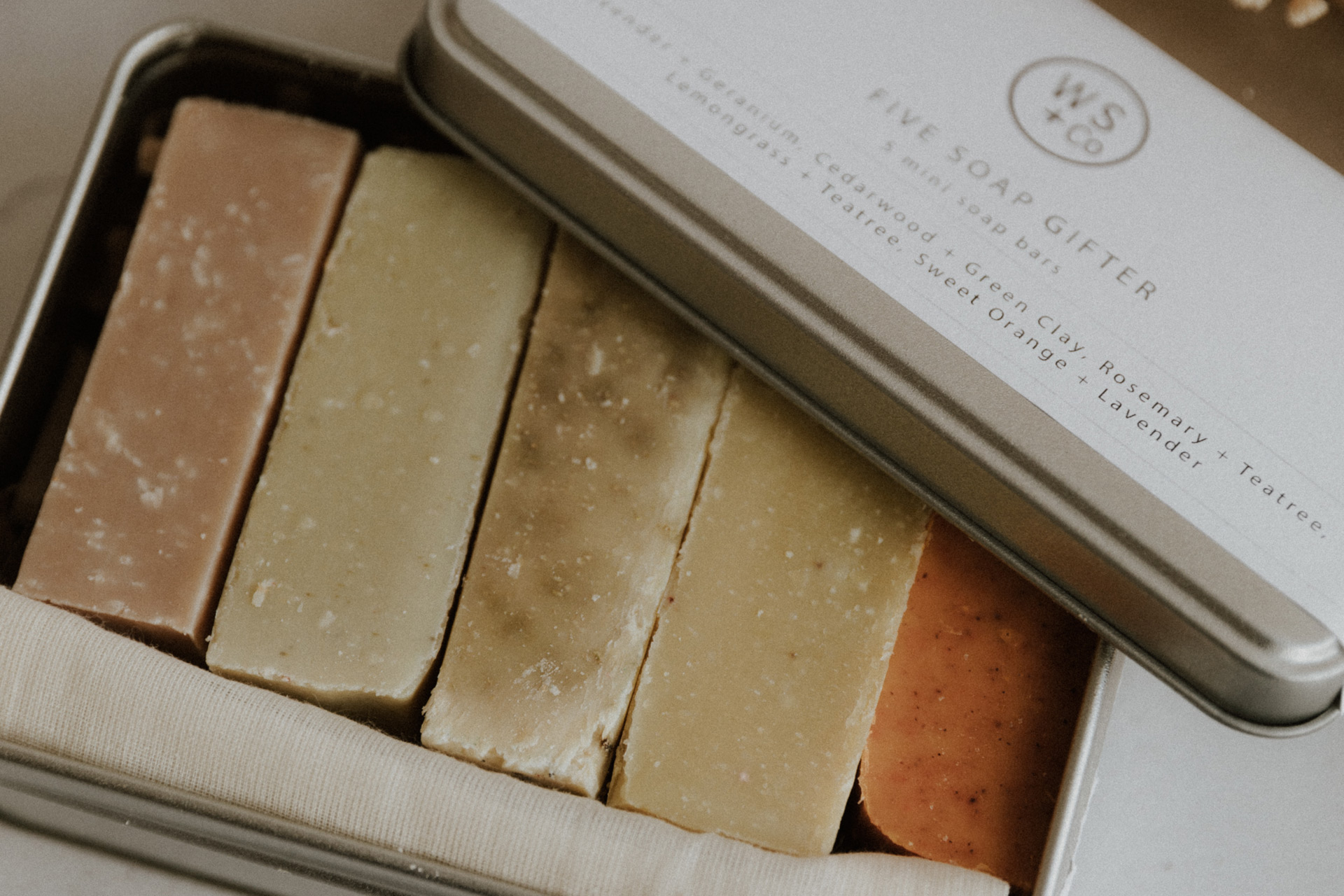 Box of natural soaps from Wild Sage Co