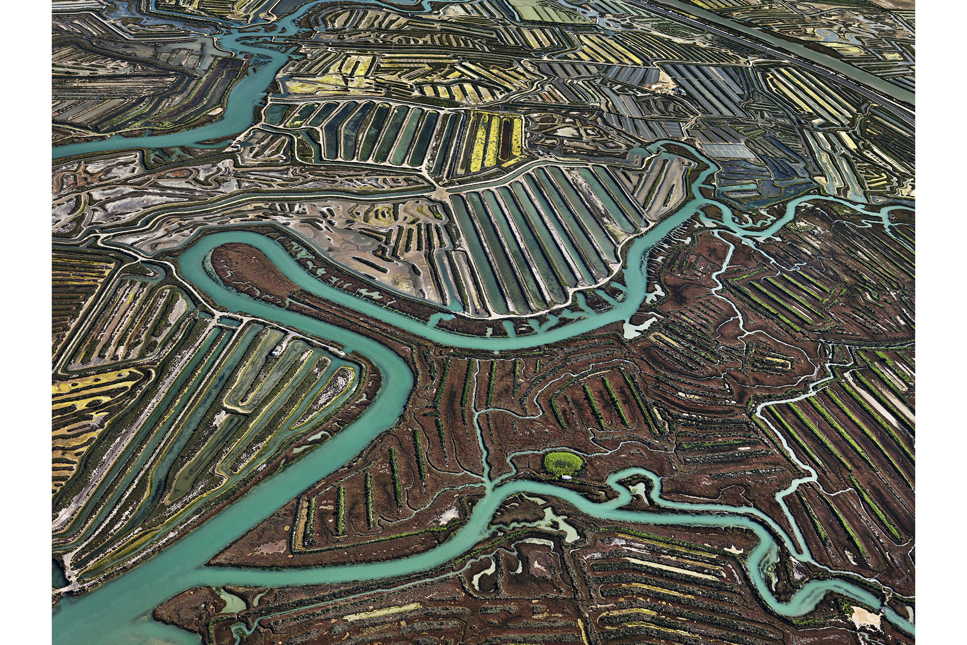 An overhead shot of waterways in Cadiz