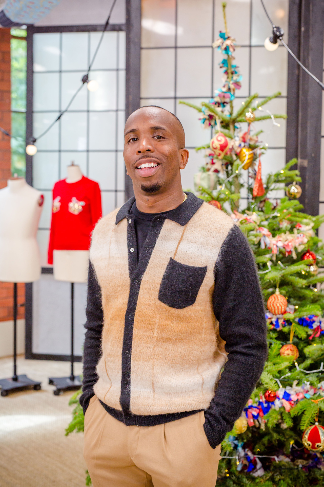 New Presenter Kiell Smith-Bynoe at The Great British Sewing Bee Celebrity Christmas Special 2023