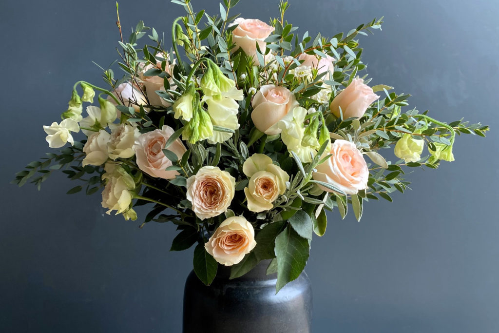 A vase filled with a bouquet of flowers