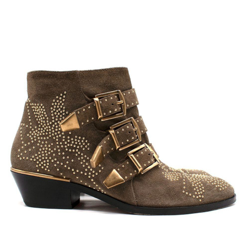 Brown and gold ankle shoe