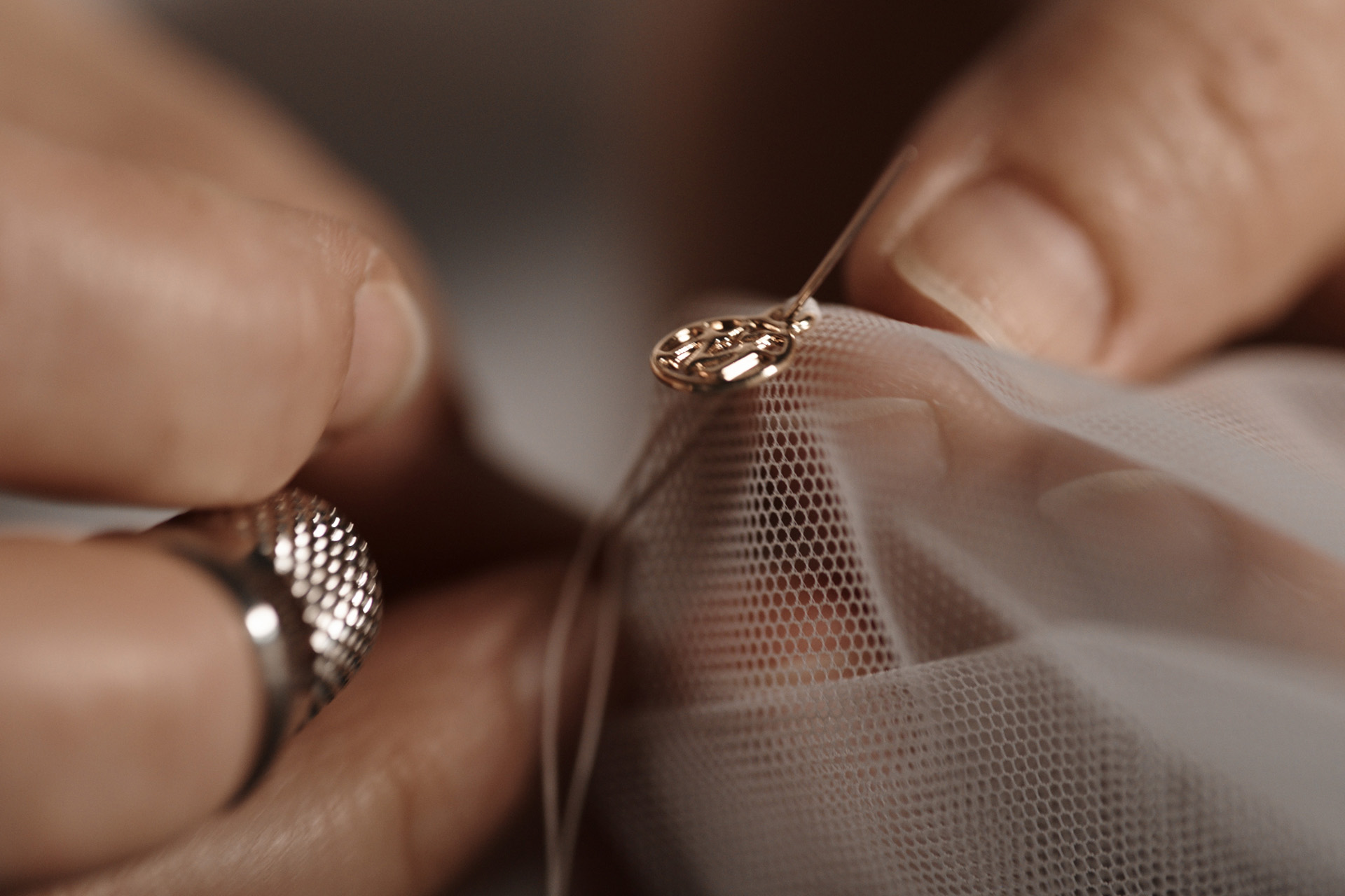 Up close picture of hands sewing