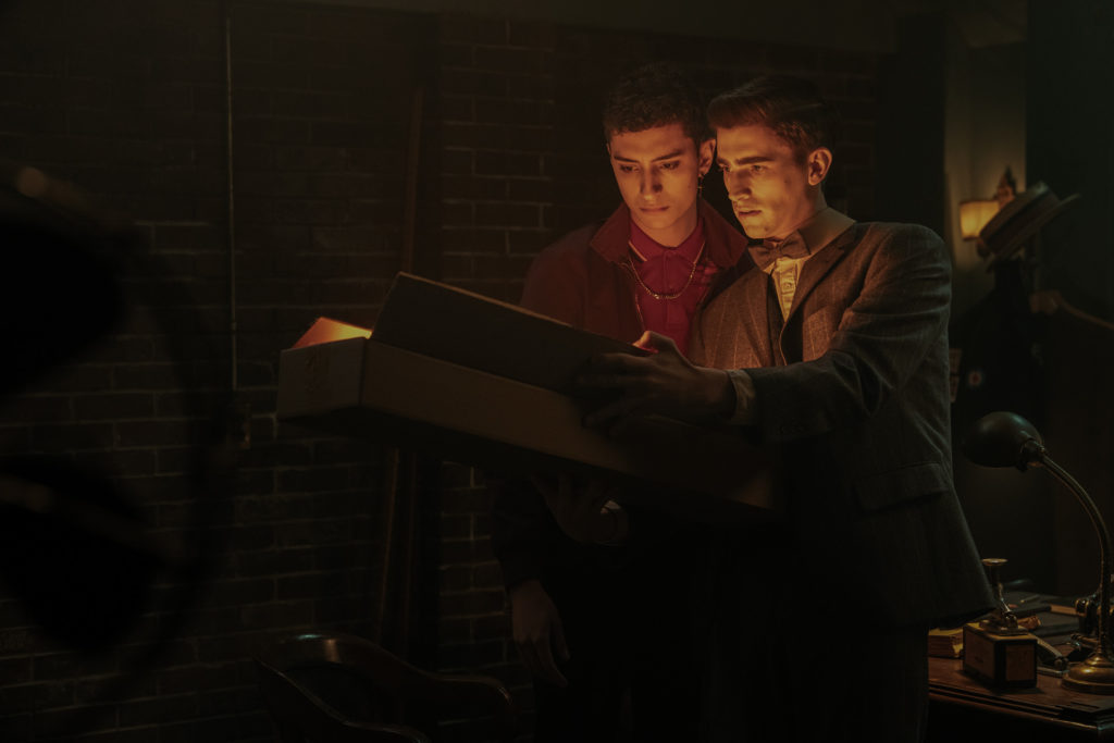 (L to R) Jayden Revri as Charles Rowland and George Rexstrew as Edwin Payne in episode 8 of DEAD BOY DETECTIVES.