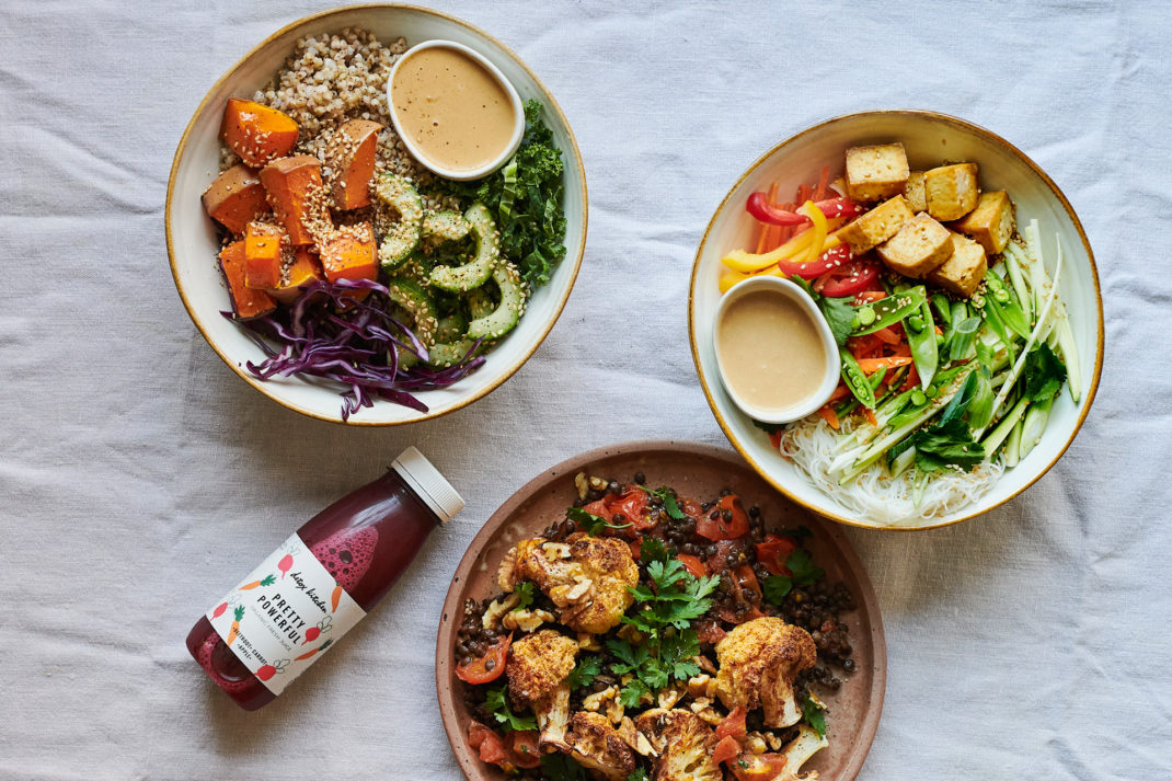 Bowls of healthy food
