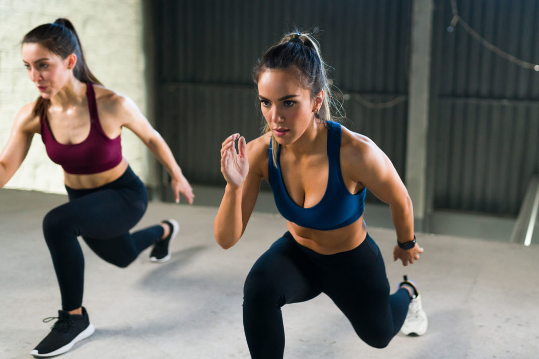 Two women exercising