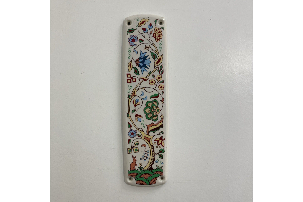 Ceramic oblong with colourful painted design