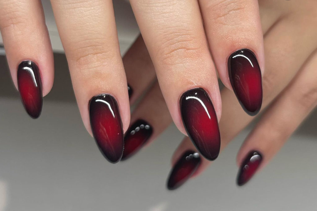 Red and black aura nails