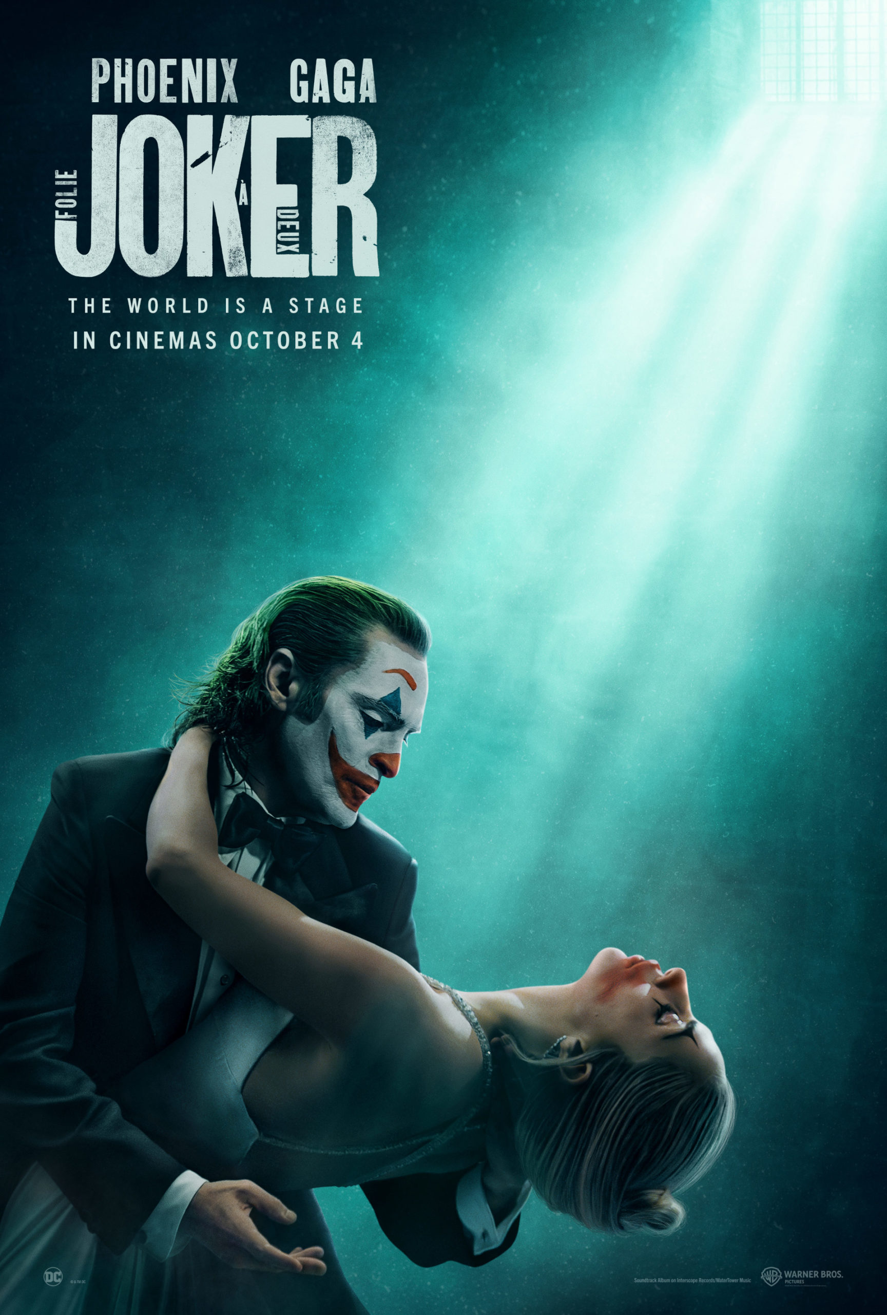 Joaquin Phoenix as Arthur Fleck/Joker and Lady Gaga as Harleen in poster for Joker: Folie À Deux