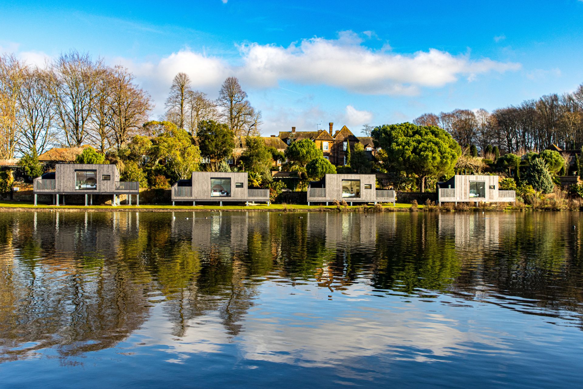 Lakeside lodges at Leeds Castle