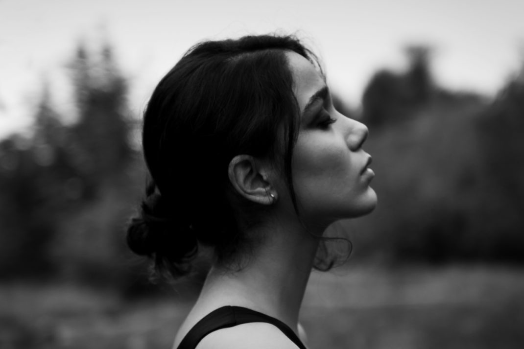 Woman wearing updo hairstyle