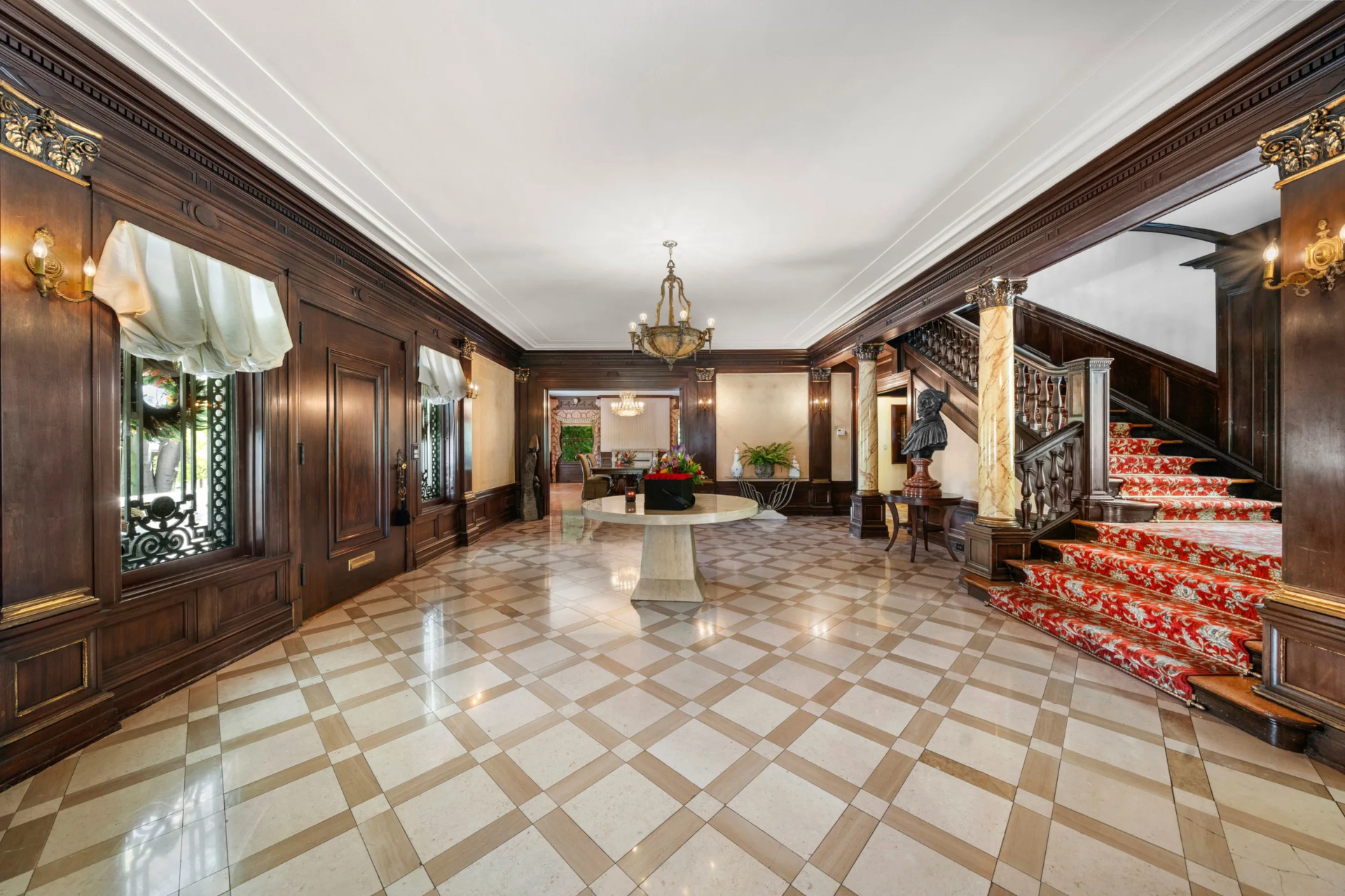 Wood-panelled entry hall | Muhammad Ali's LA mansion