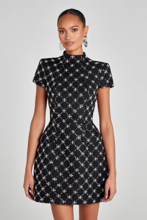 Woman in black mini