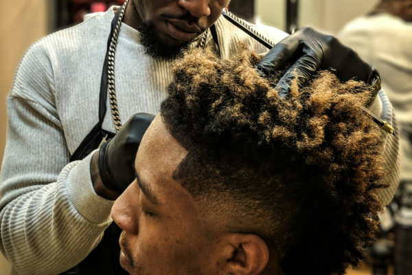 Man getting temple fade