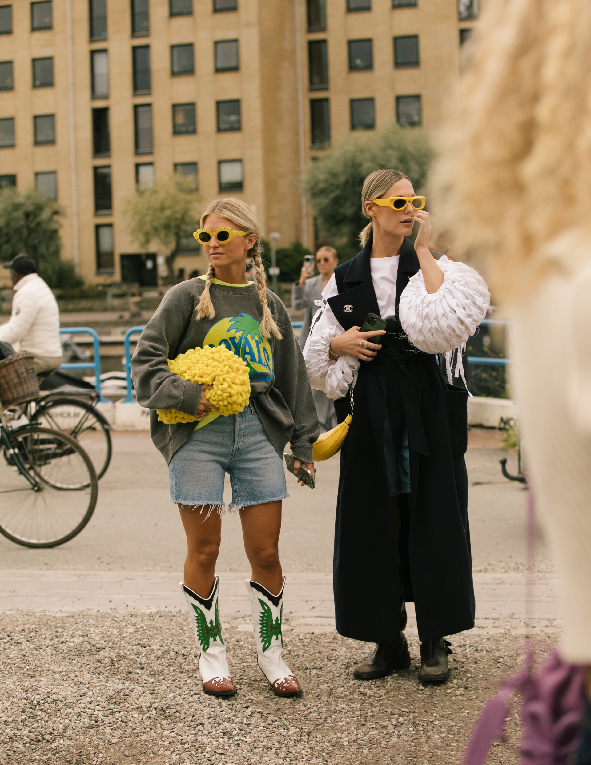 Women walking on street