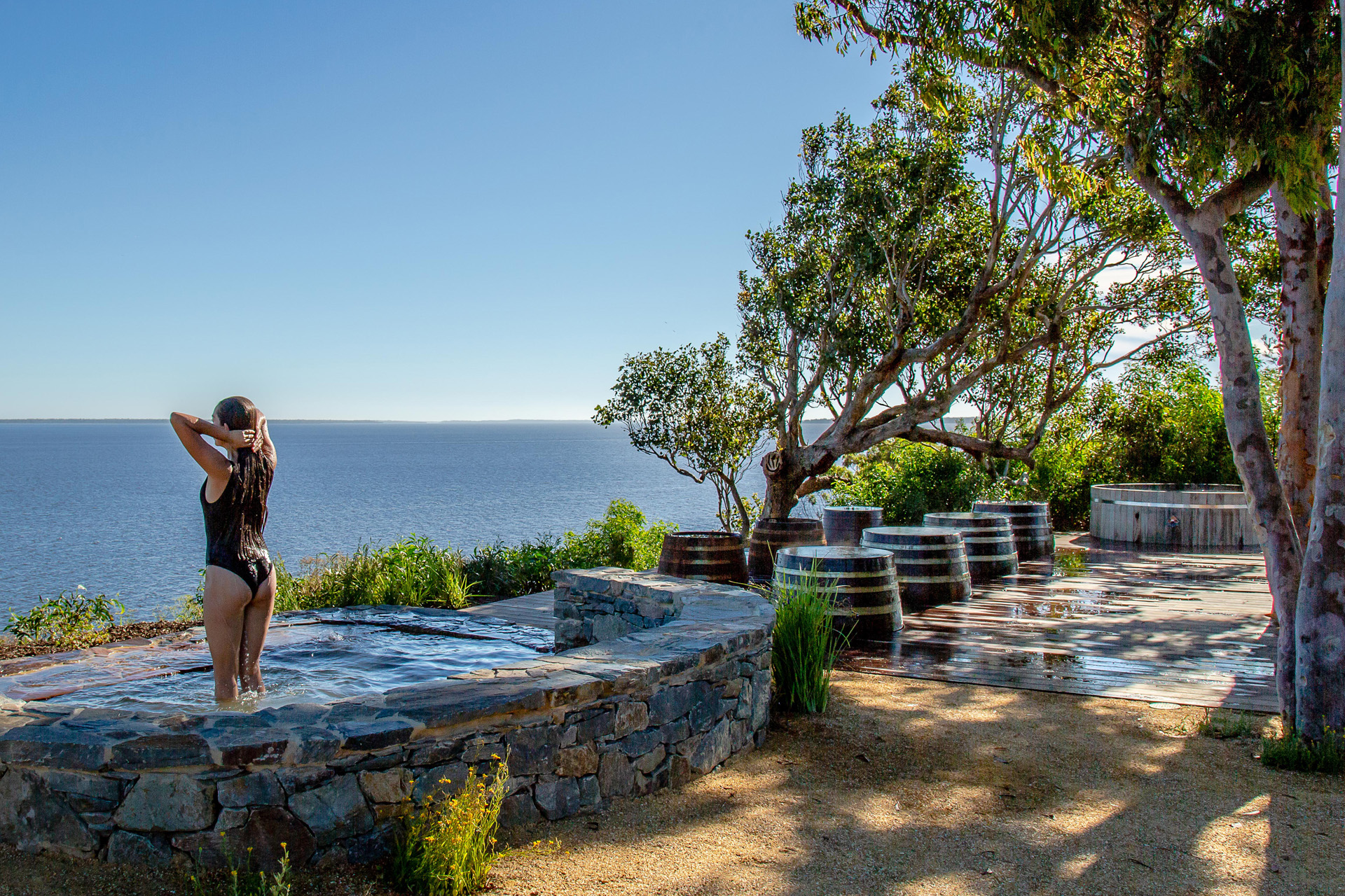 Stargazing Pool and Bathing Barrels at Metung Hot Springs