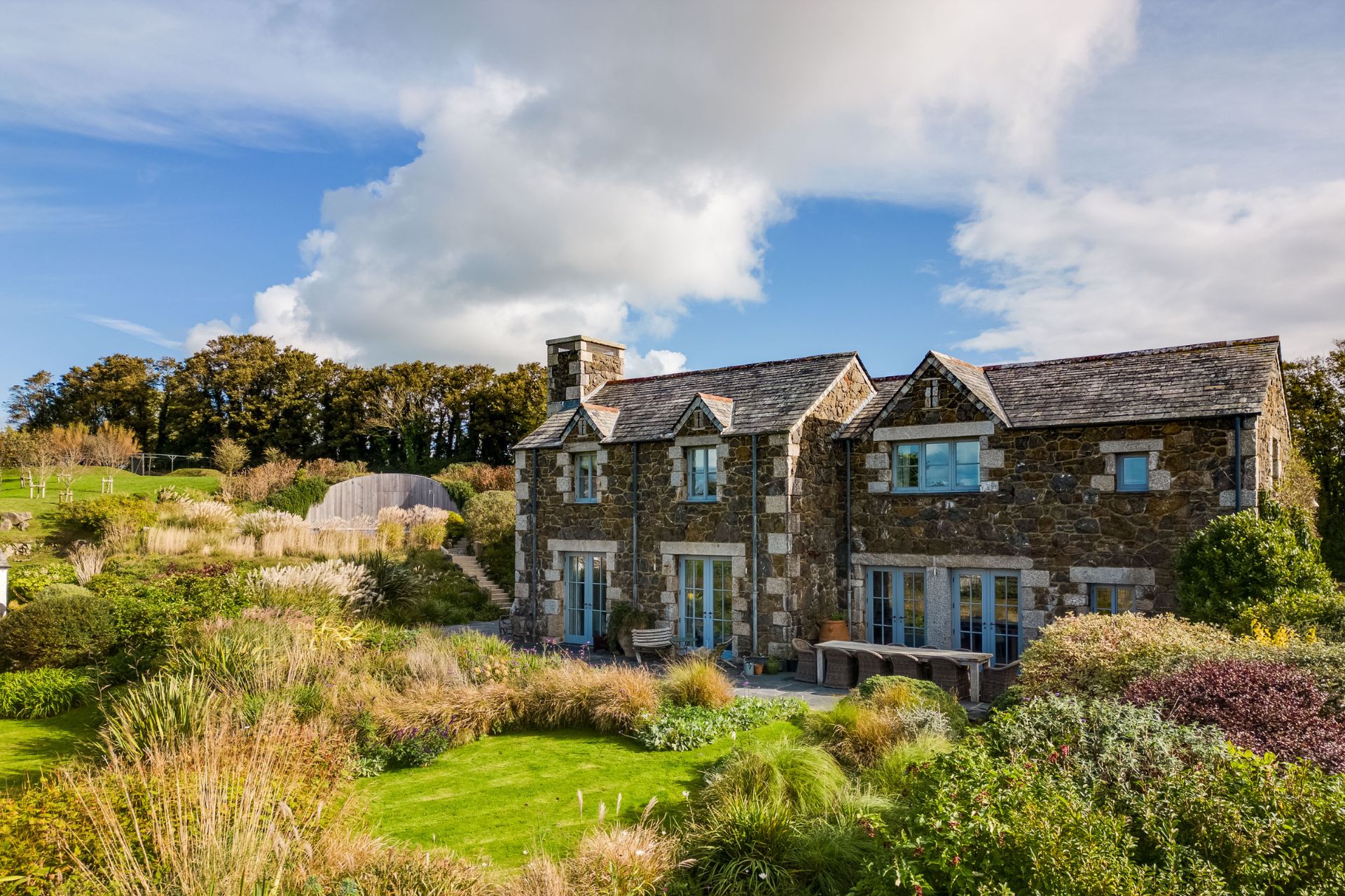 Cornish home with lawns