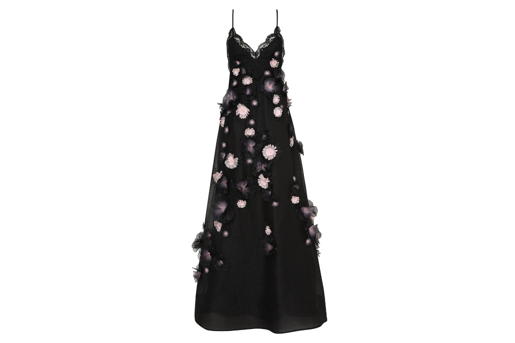 Black floral ball gown