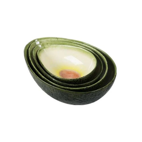 Set of three avocado-shaped nesting bowls