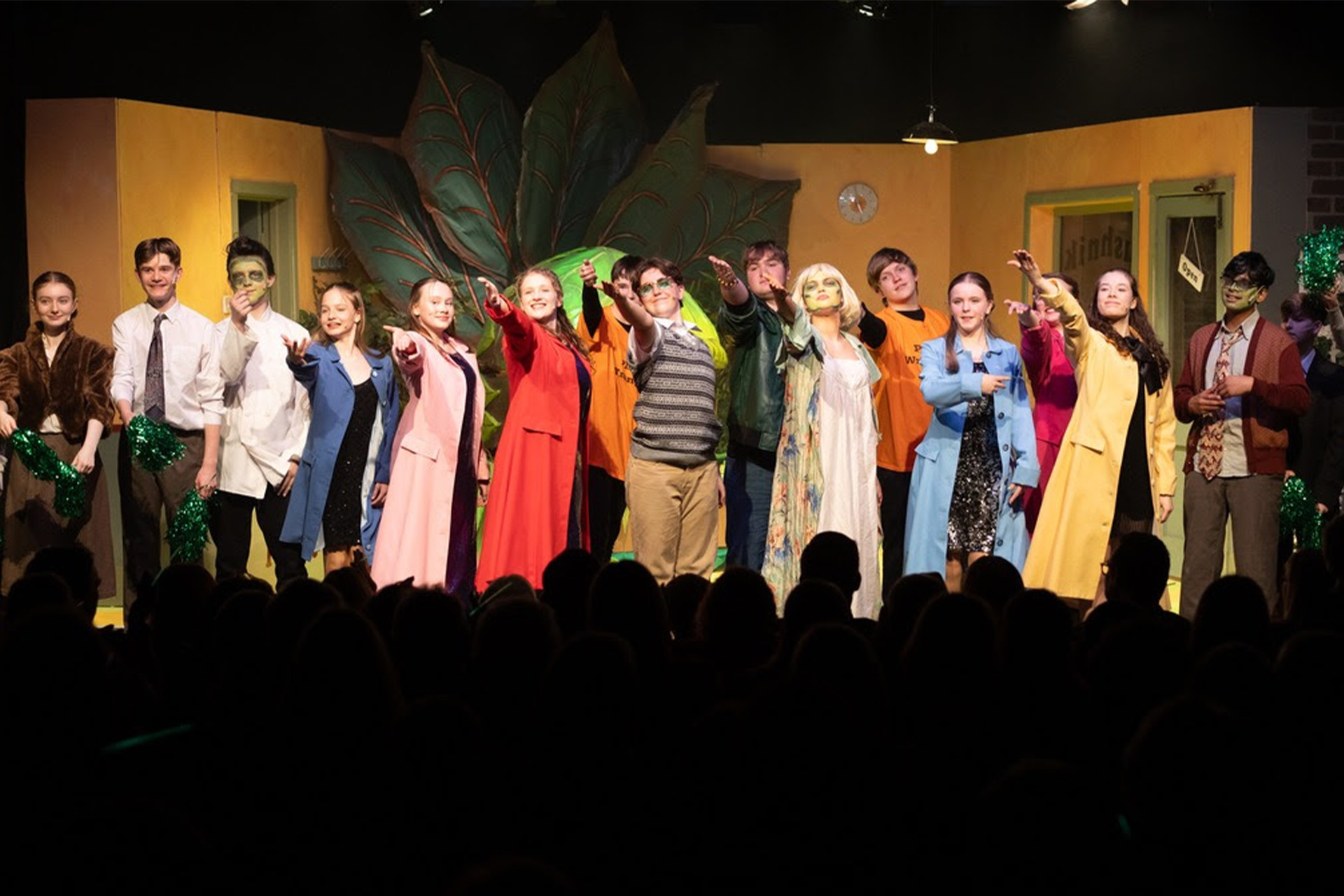 Pupils on stage at the end of the performance (Photo credit: Dominic Holden)