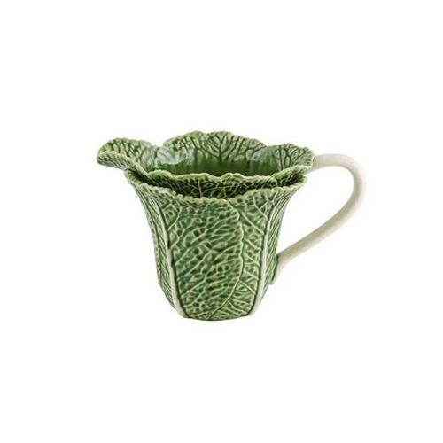 Cabbage-shaped pitcher with white handle