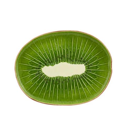 Green kiwi-shaped serving platter