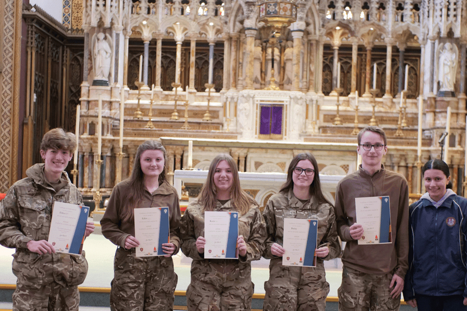 Stonyhurst pupils with their Faith in Action Gold Awards