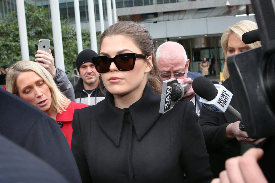 Instagram’s Worst Con Artist: Belle Gibson (centre) leaves the Federal Court in Melbourne, Thursday, June 20, 2019