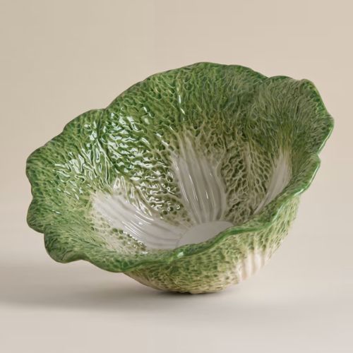 Green cabbage-shaped serving bowl