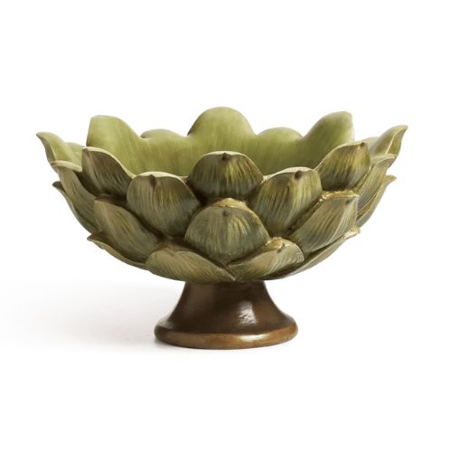 Green artichoke-shaped serving bowl