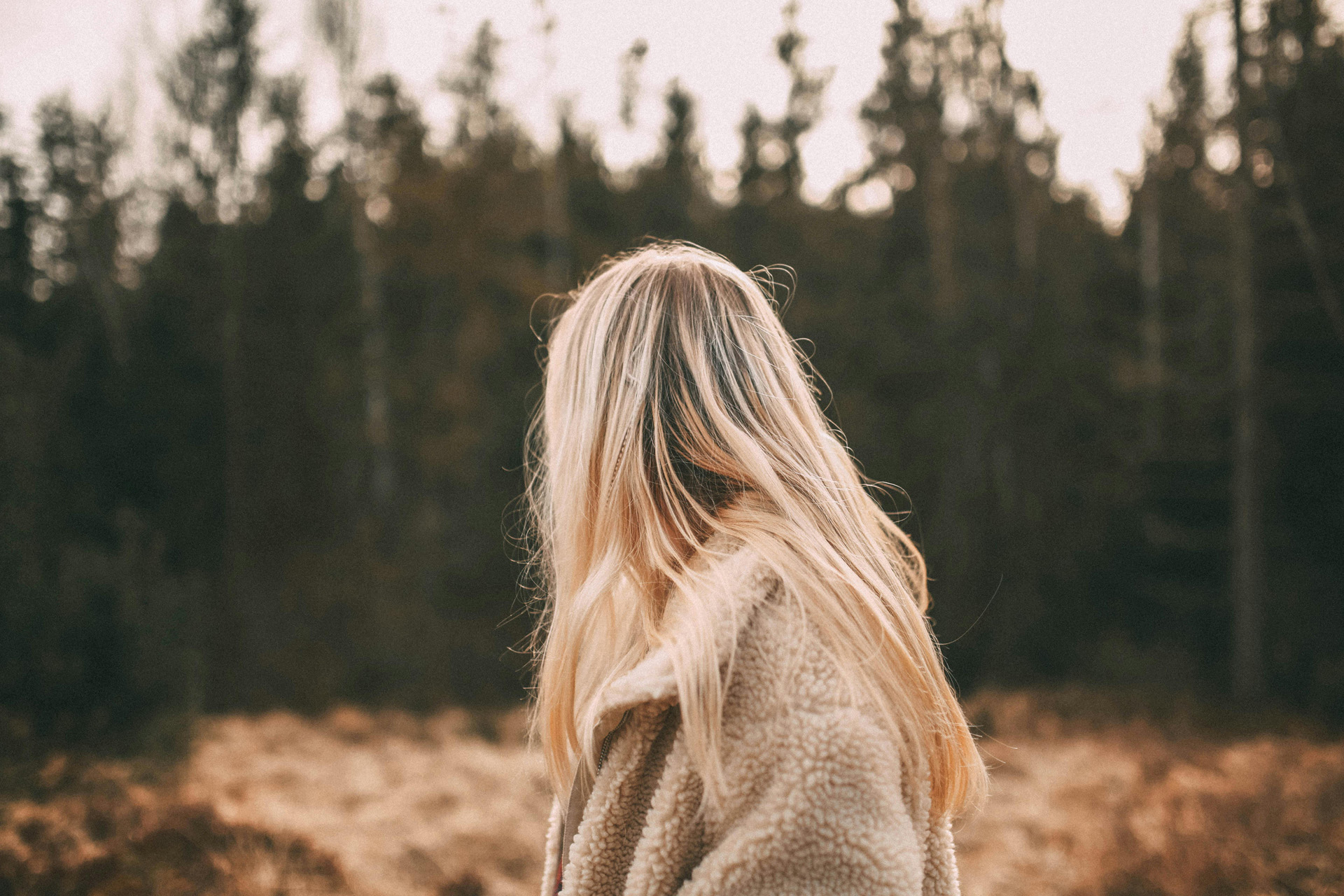 A woman with bleached blonde hair