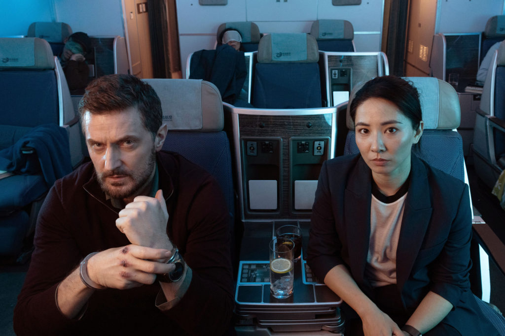 JING LUSI as DC Hana Li and RICHARD ARMITAGE as DR Matthew Nolan in Red Eye