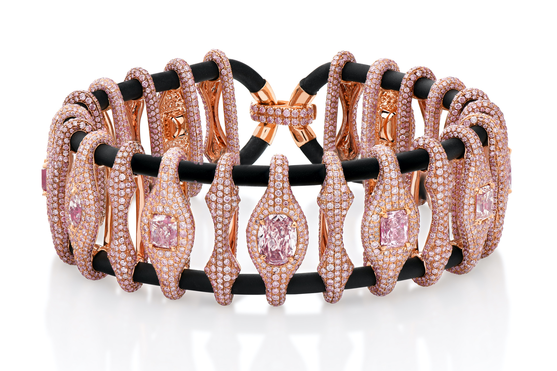 Lugano bracelet with diamonds and rubber