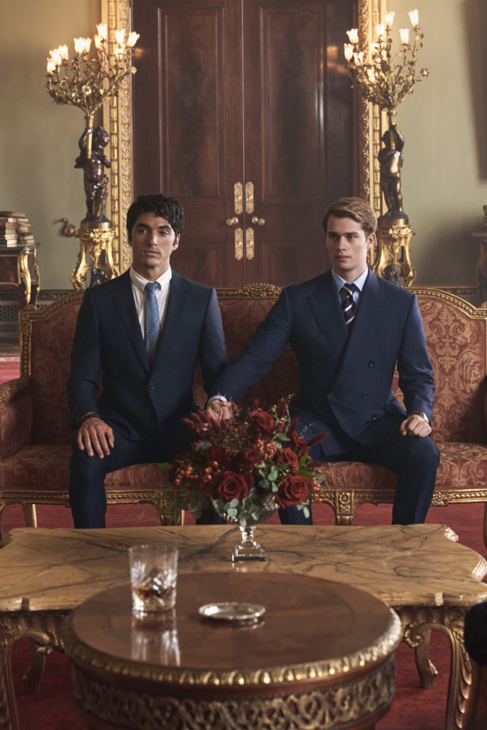 Nicholas Galitzine as Prince Henry and Taylor Zakhar Perez as Alex Claremont-Diaz in Prime Video's Red, White & Royal Blue.