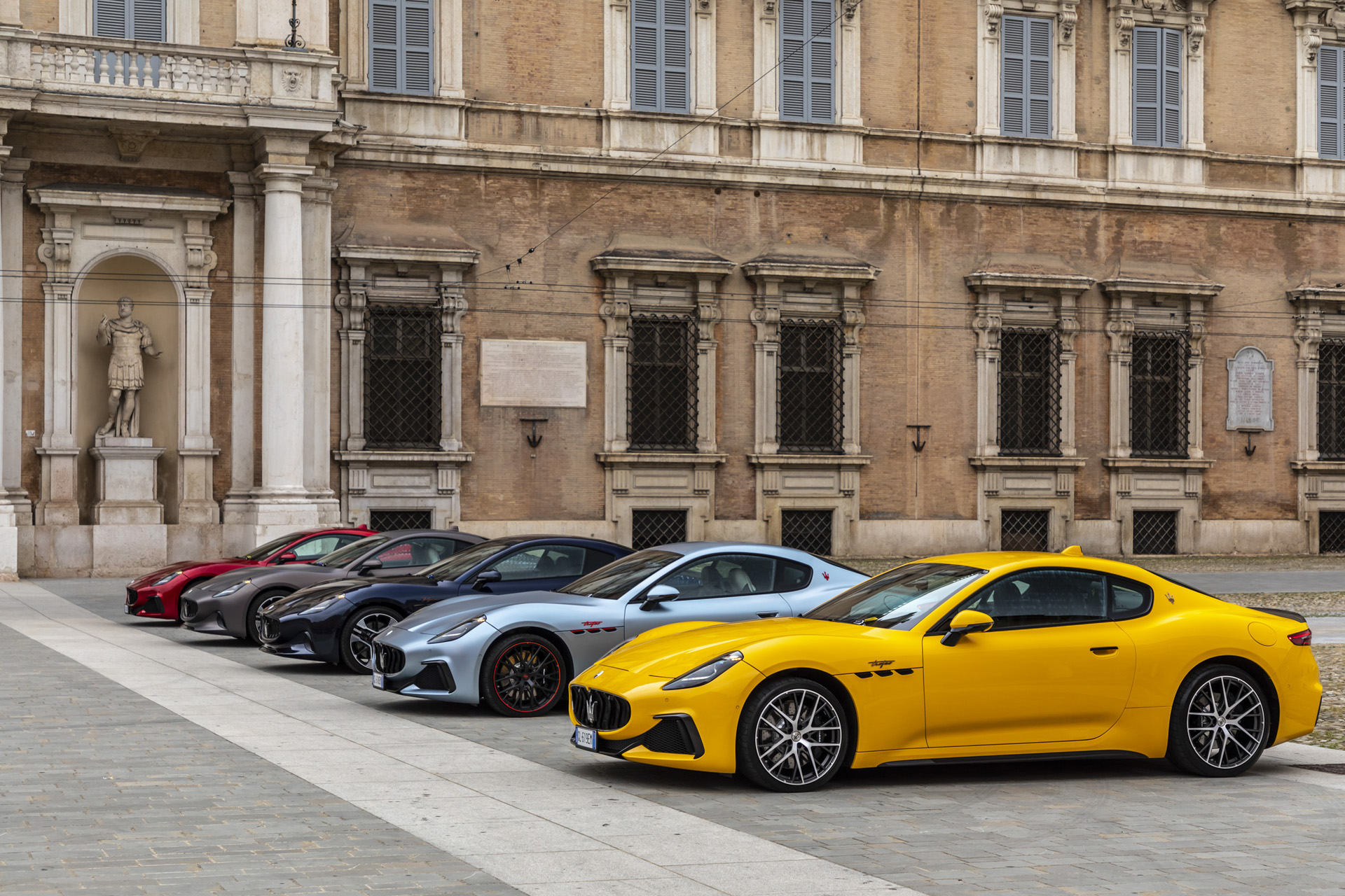 A line of Maserati GranTurismo Trofeos
