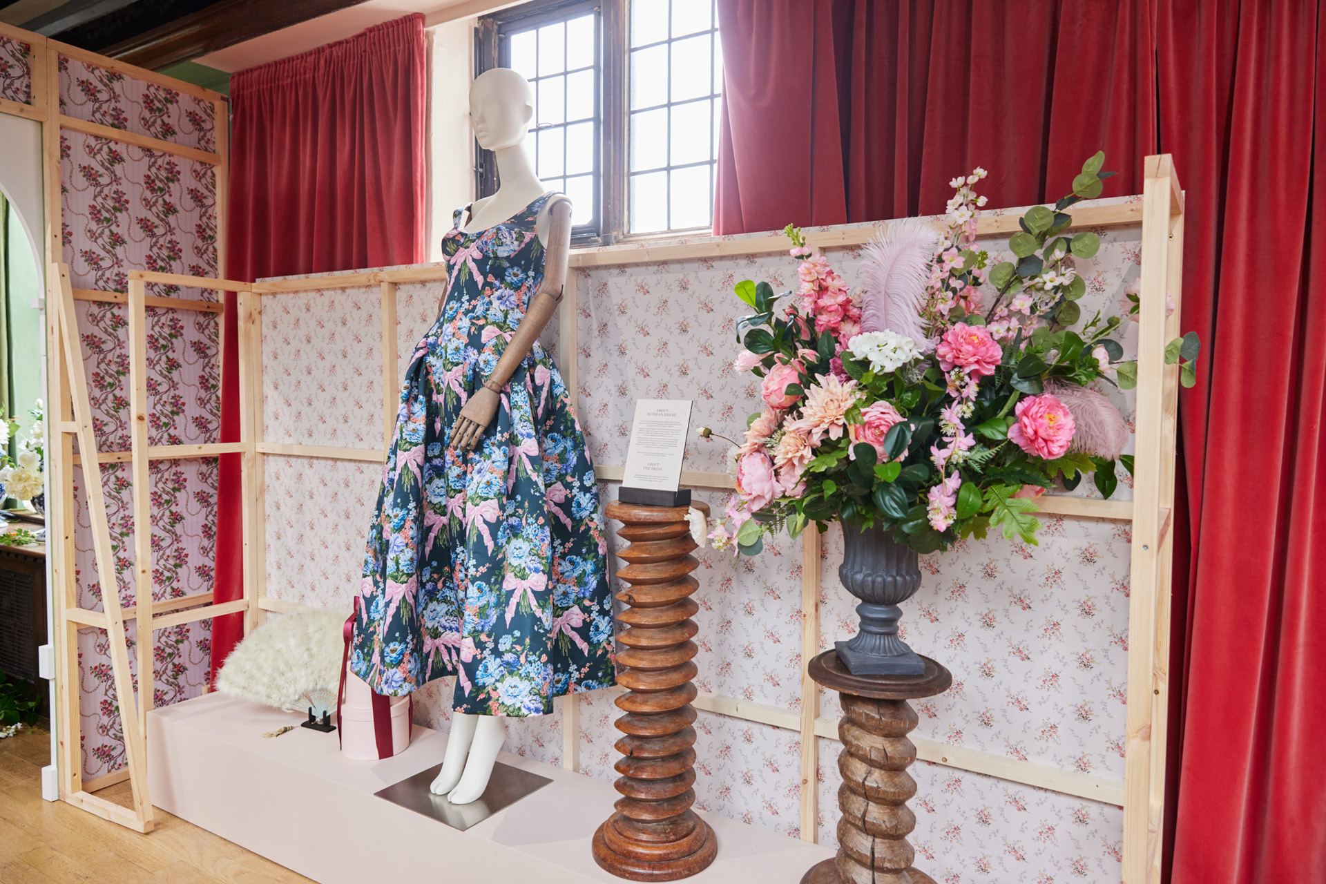 A mannequin inside the Bridgerton & Liberty Fabrics Experience