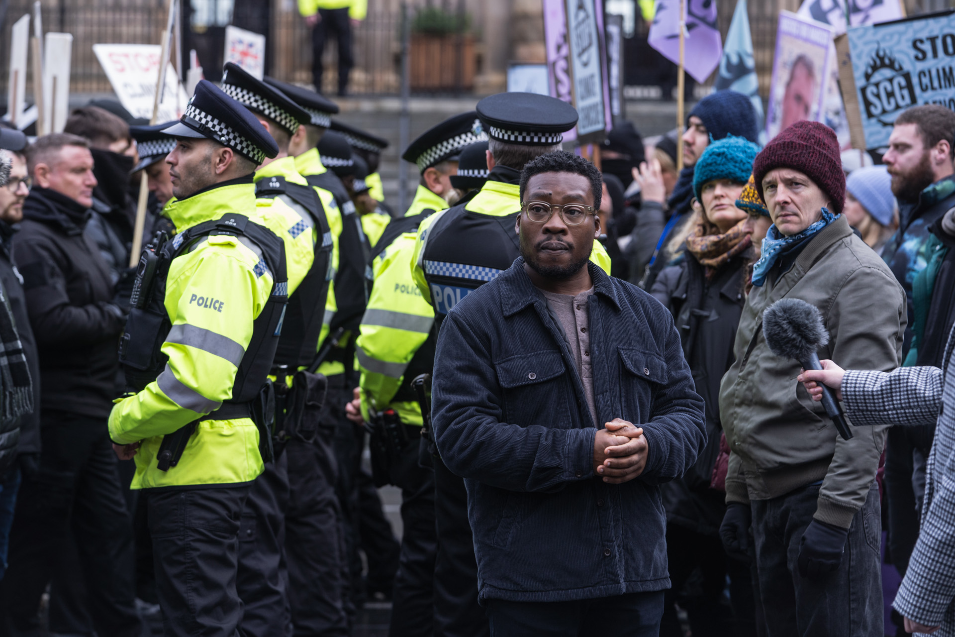 A crowd of police officers