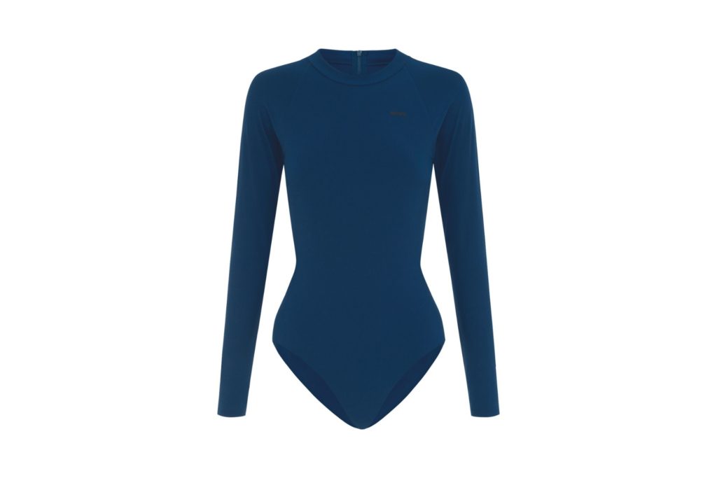 Blue long sleeved swimsuit