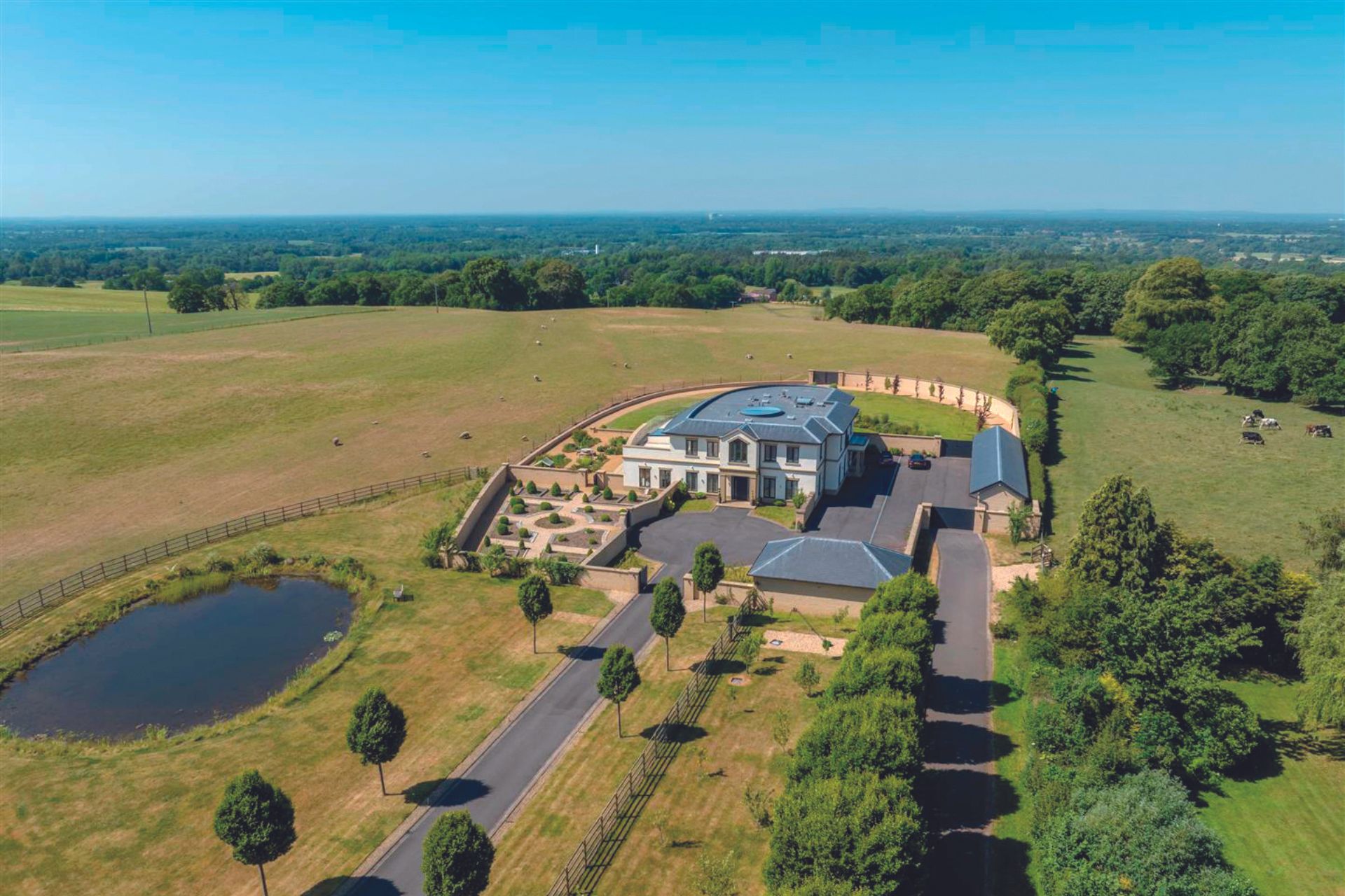 Aerial view of country manor