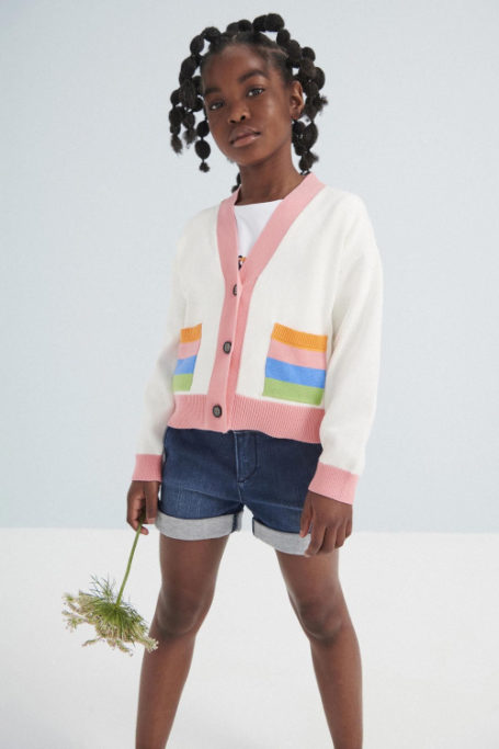 Girl in cardigan and shorts