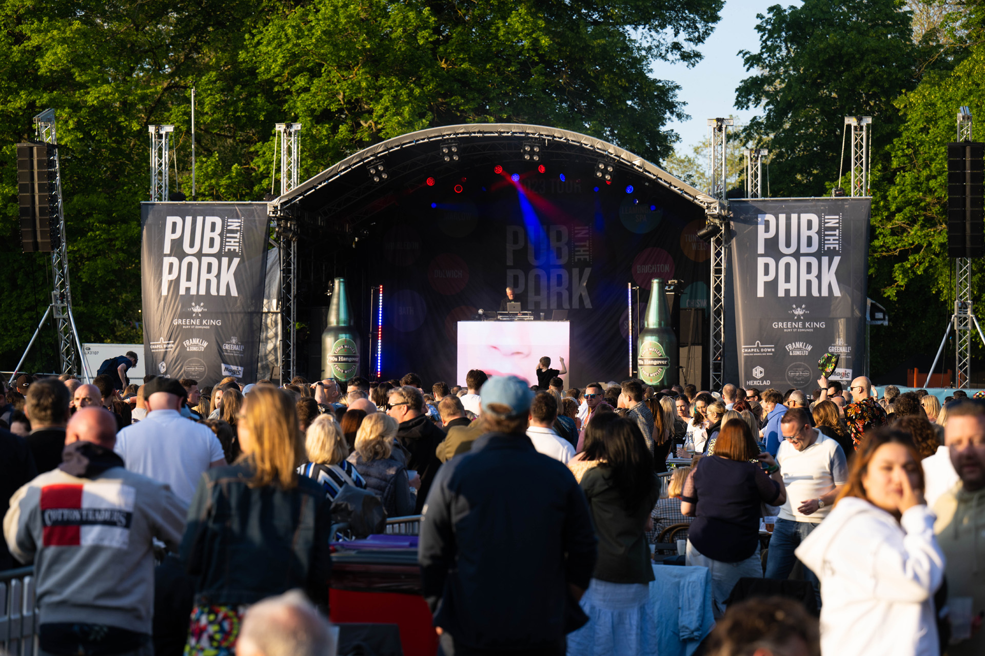 A concert stage at Pub in the Park