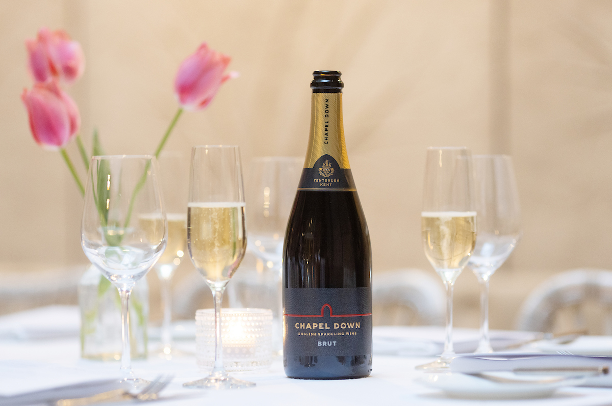 Open bottle on table