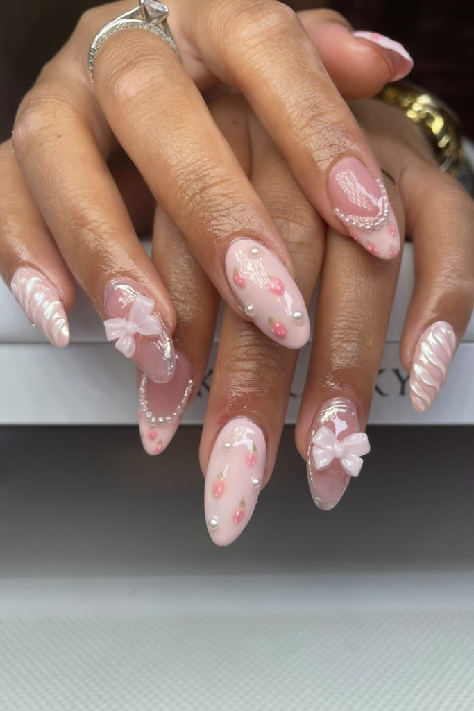 Coquette manicure design