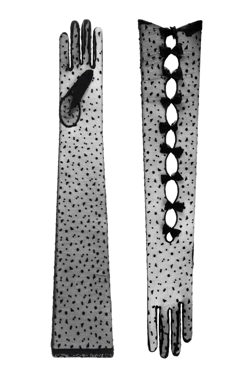 Black dotted gloves