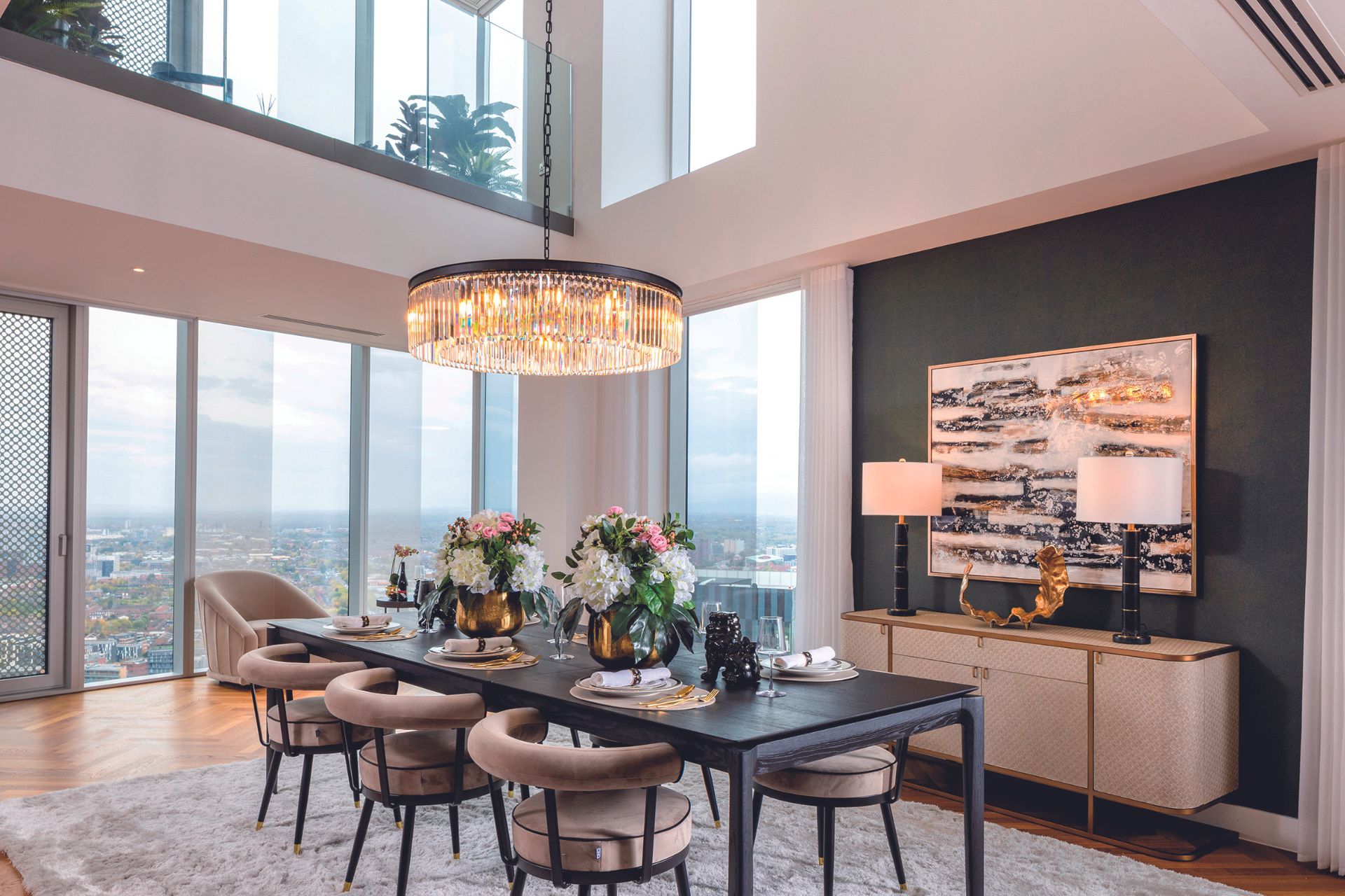 Dining area with floor-to-ceiling windows
