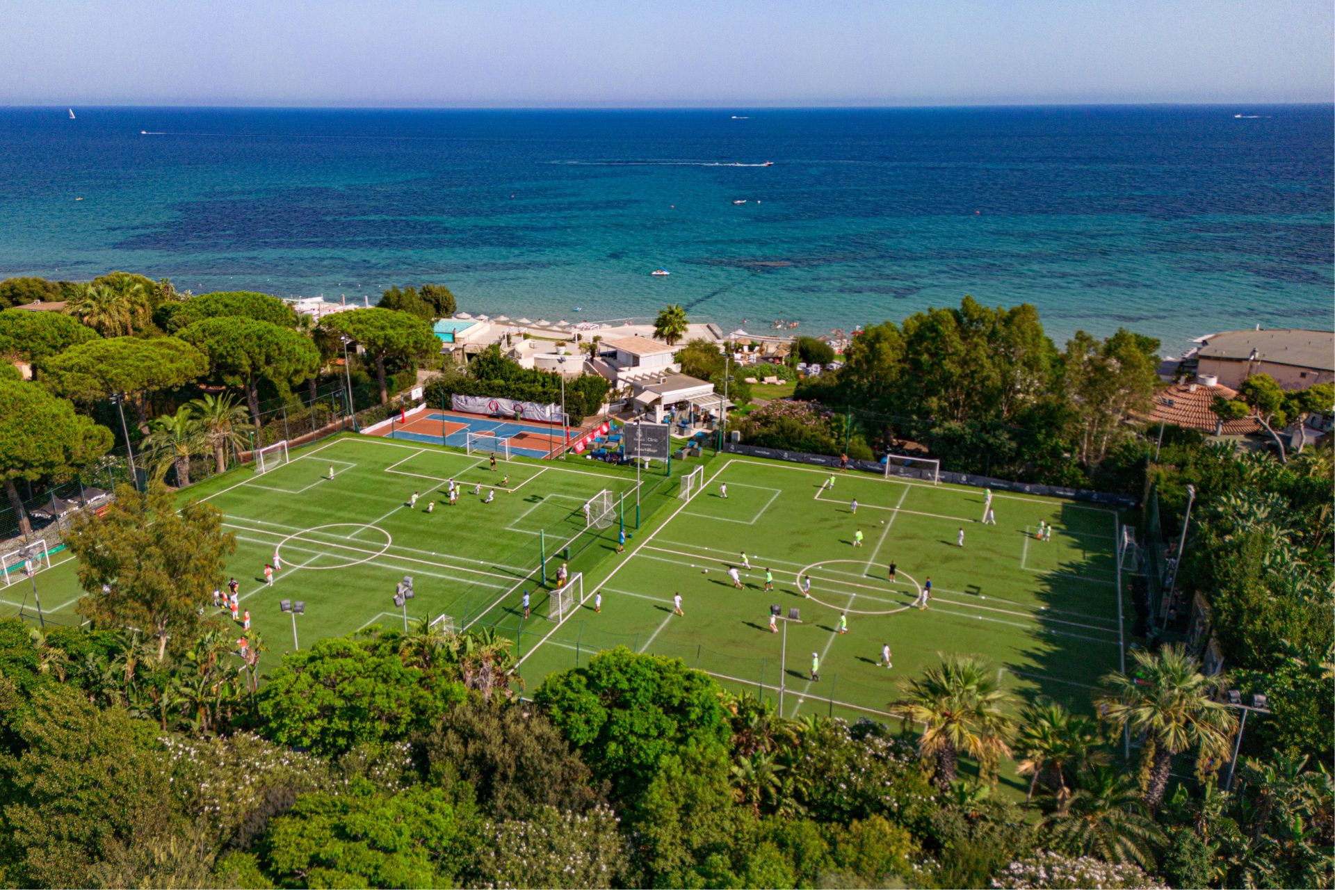 Aerial view of Forte Village football pitches