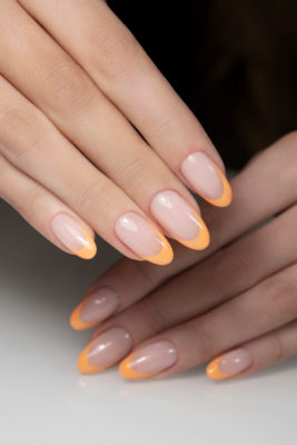 Orange French manicure