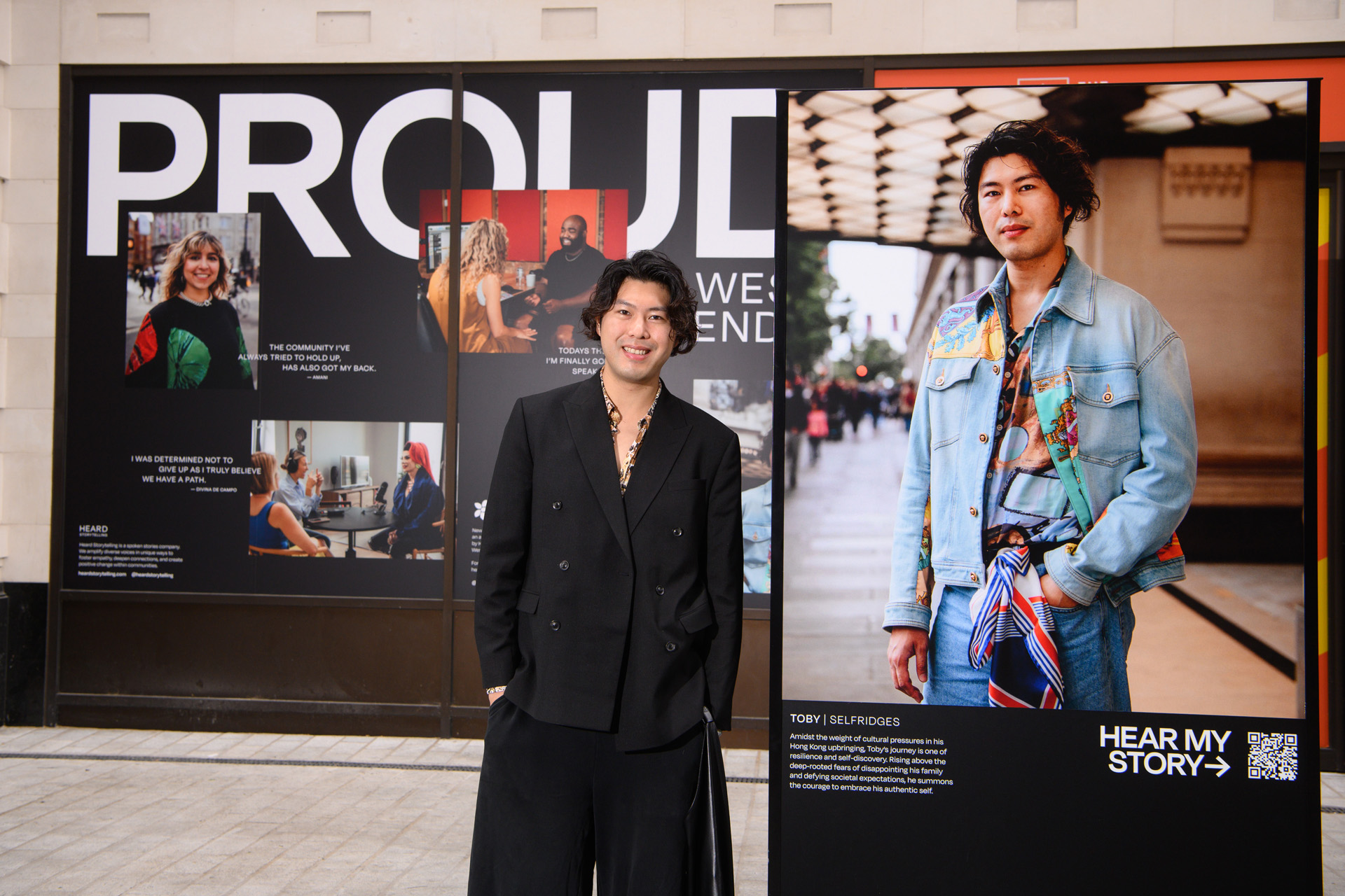 Toby (He/Him) at Proud West End, an audio-visual art exhibition, curated by Oxford Street and Heard Storytelling, which champions and amplifies the voices and stories of the West End’s LGBTQIA+ community