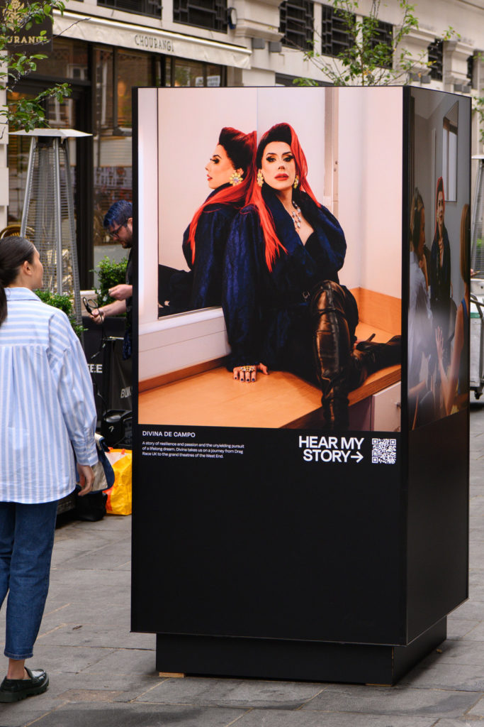 Proud West End, an audio-visual art exhibition, curated by Oxford Street and Heard Storytelling, which champions and amplifies the voices and stories of the West End’s LGBTQIA+ community