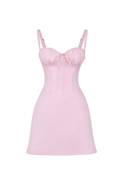 Pink milkmaid mini dress